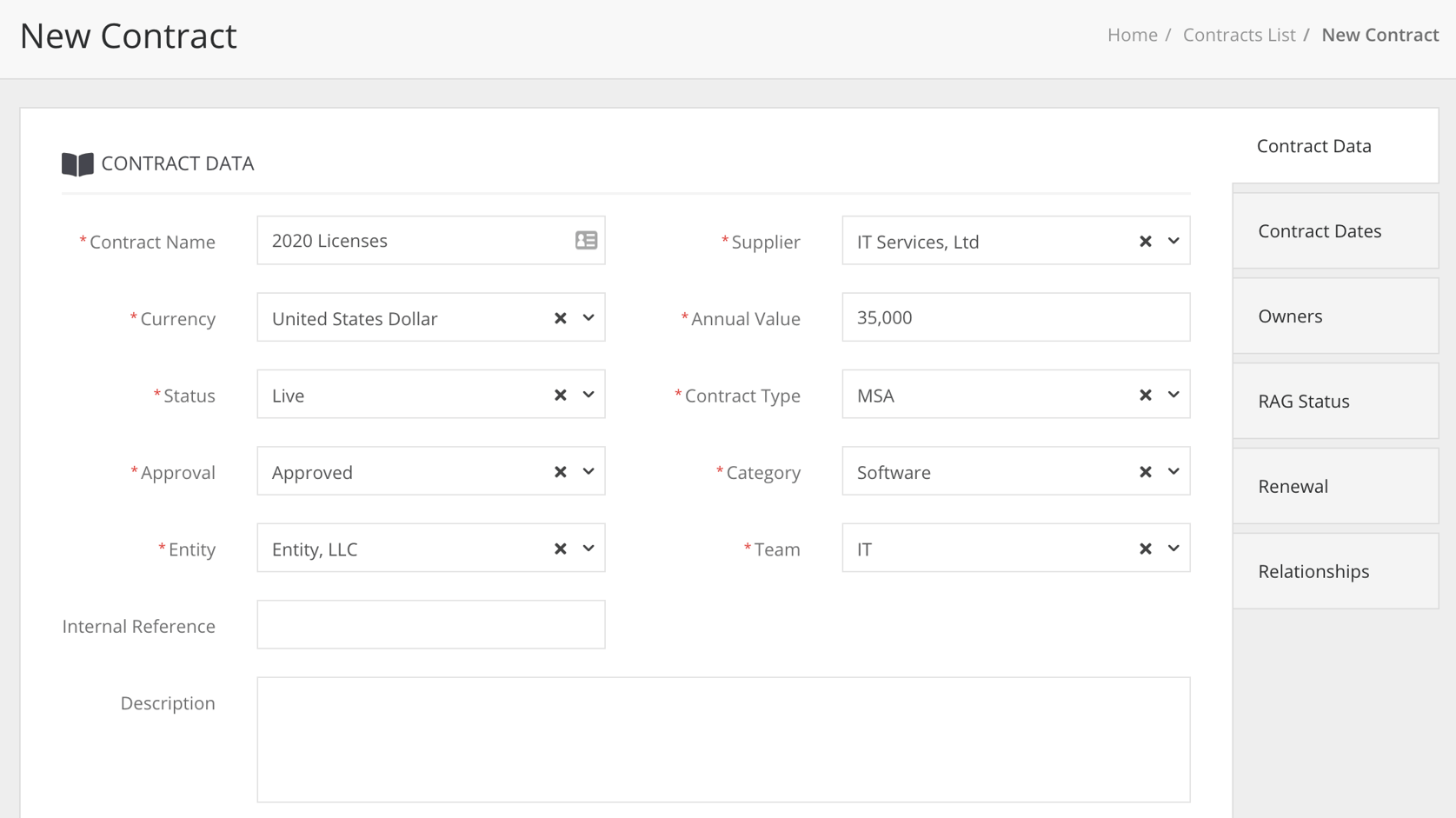 Add a Contract via the User Interface
