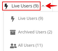 Live Users | Menu