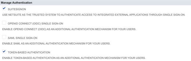 NetSuite Manage Auth