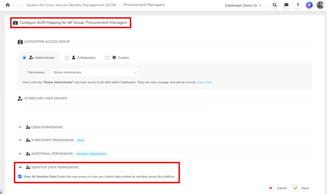 SCIM sensitive data