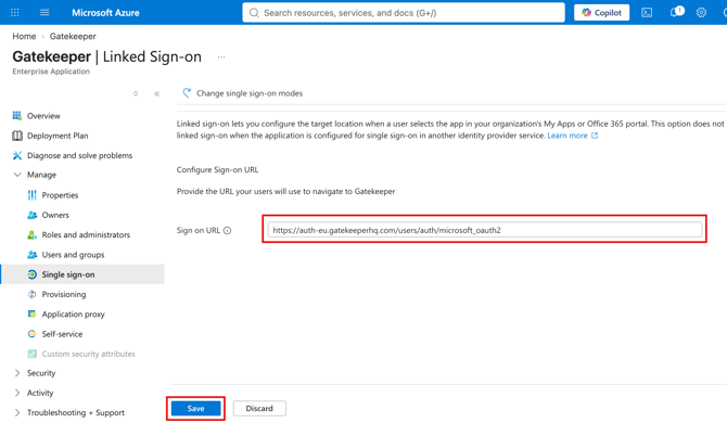 Save sign on url