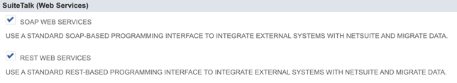 SuiteTalk settings