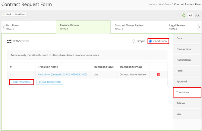 add conditional transition