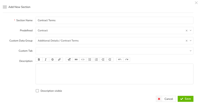 add contract metadata section
