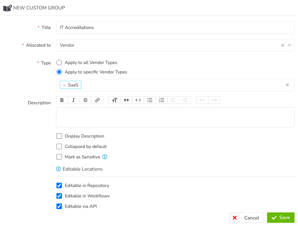 Configure Custom Data Groups