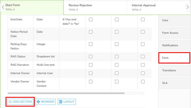 add section to WF form