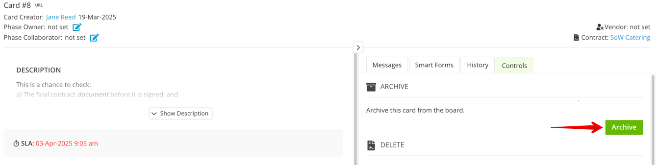 Archive a Workflow Card