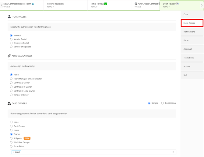 assign form access CRQ