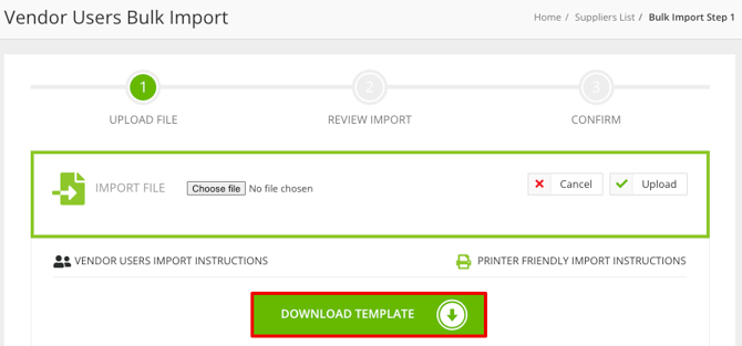 bulk import vendor users