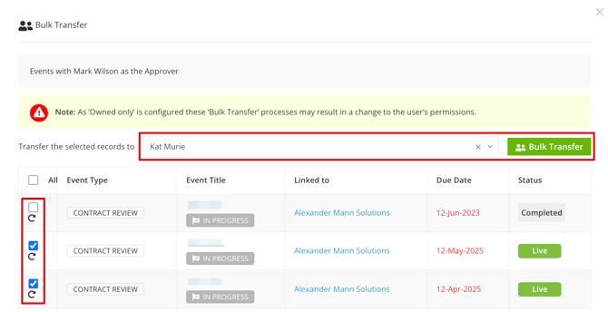 bulk reassign events