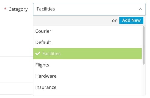 category dropdown list