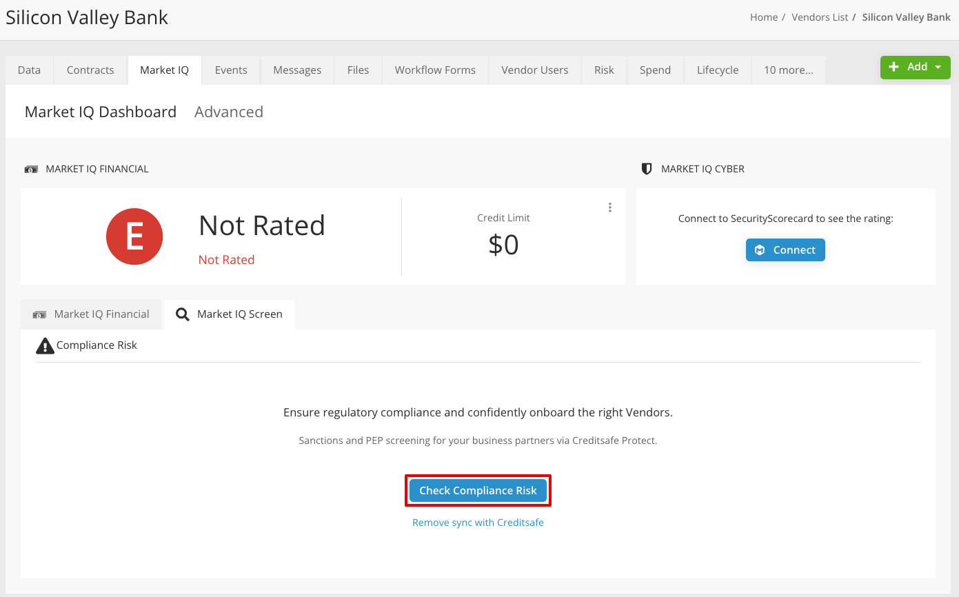 Market IQ Screen | Creditsafe Protect