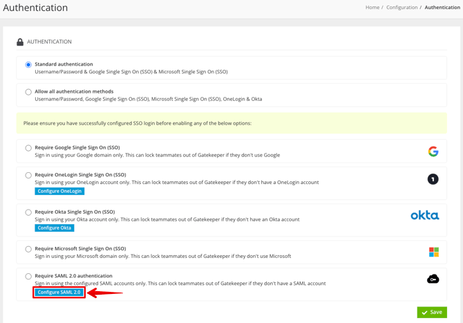 configure saml