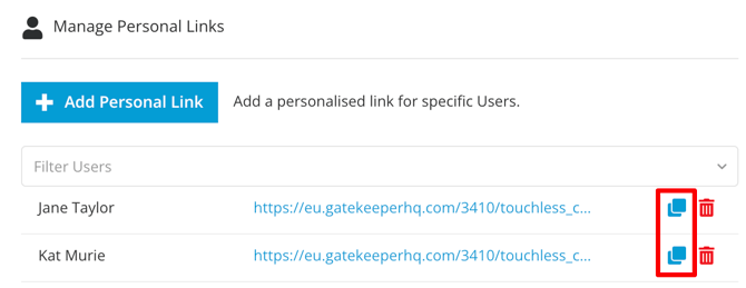copy personalised link