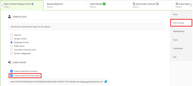 create card from email inbox