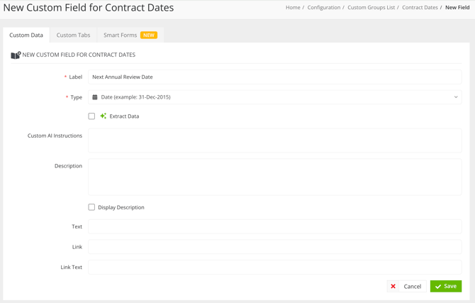 date custom field
