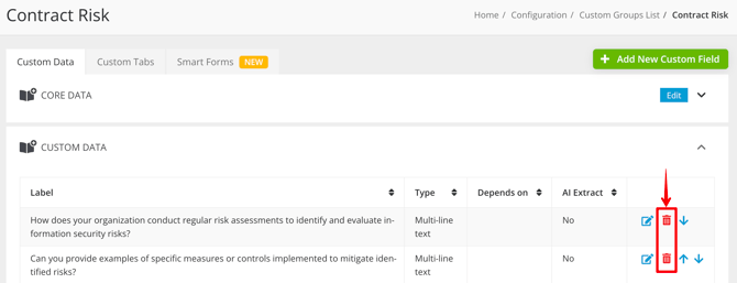 delete custom field