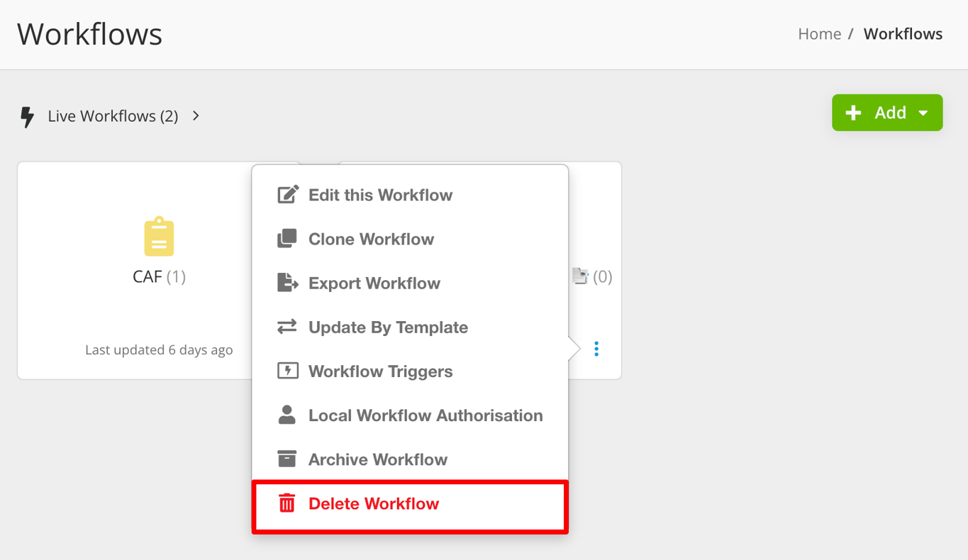 Write Off Workflow Archive and Delete Workflows