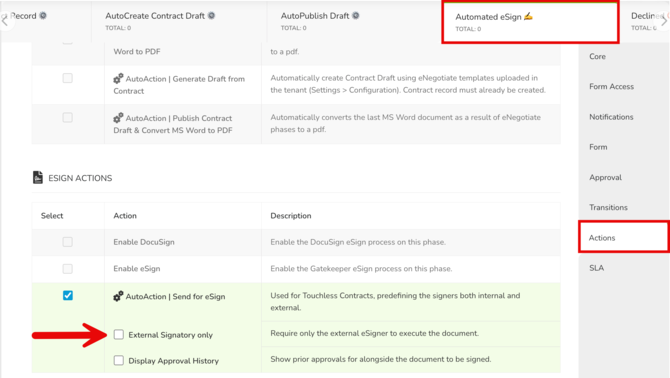 deselect external sig only