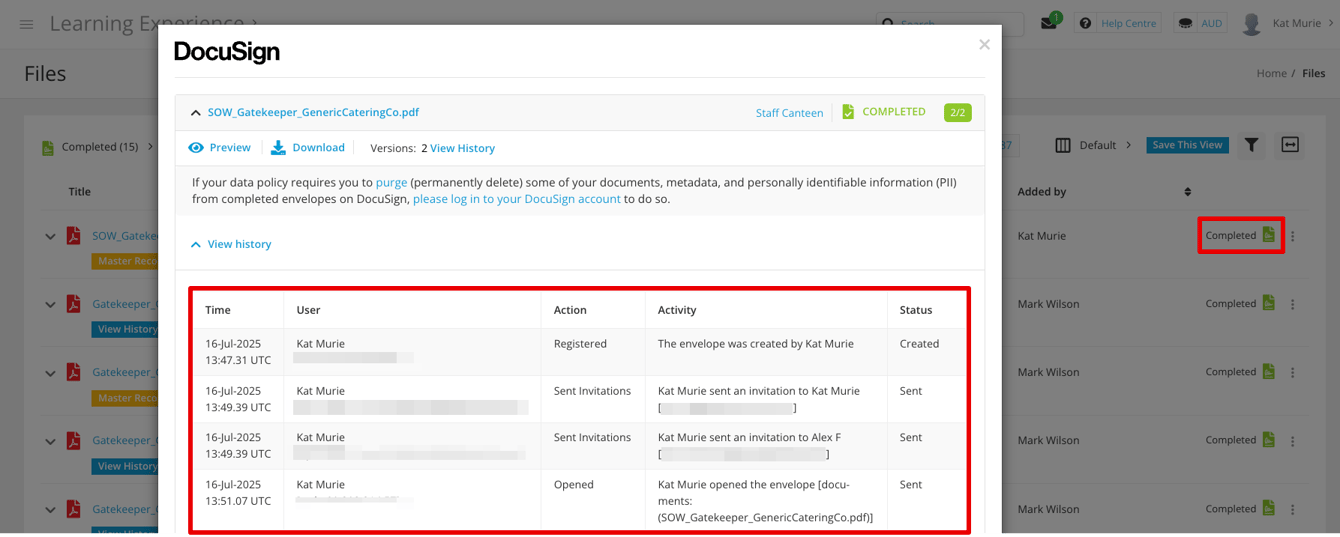 Using DocuSign on a Workflow