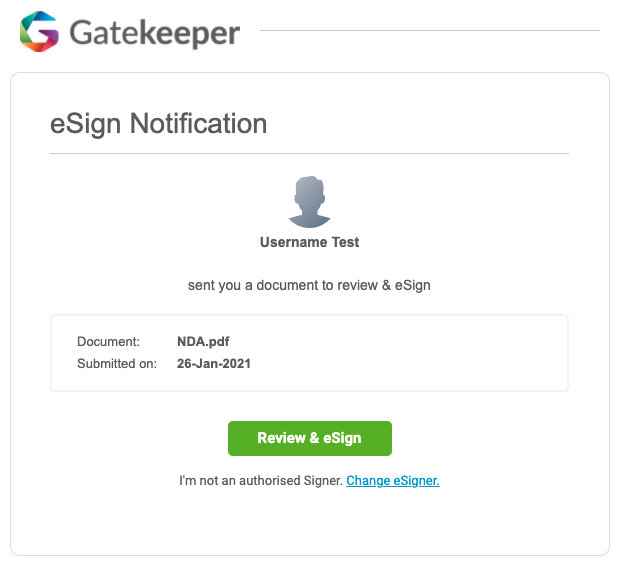 eSign Notification Email