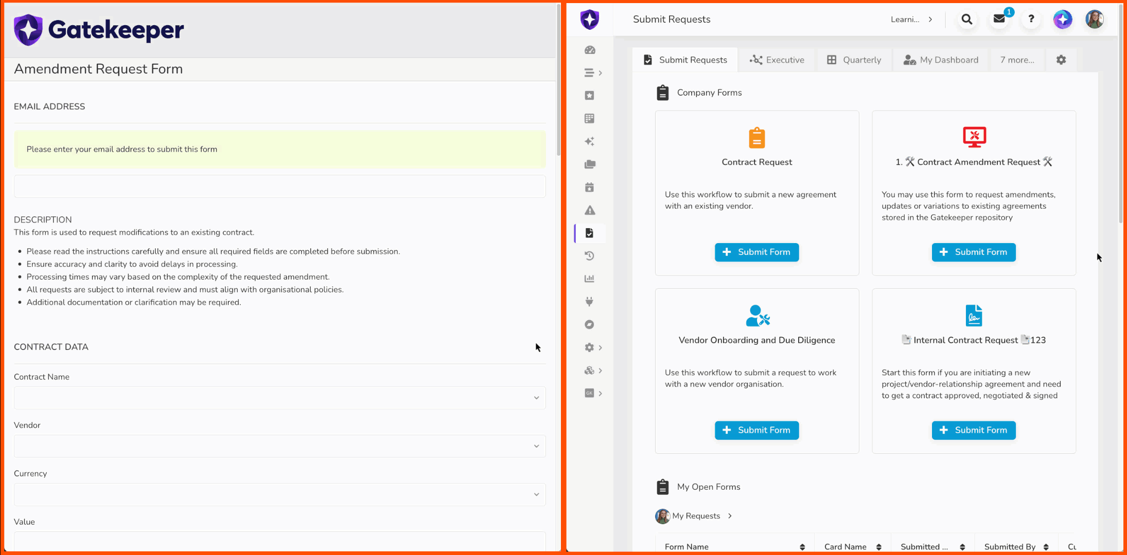 employee portal vs public form