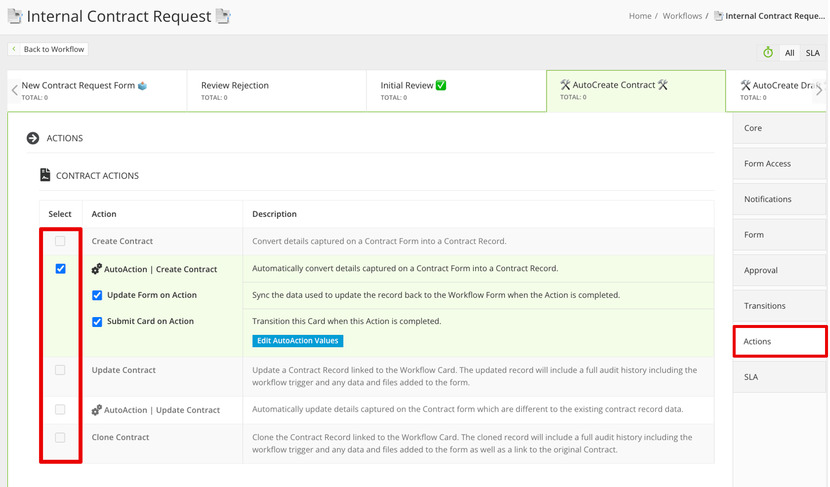 Configure Workflow Actions