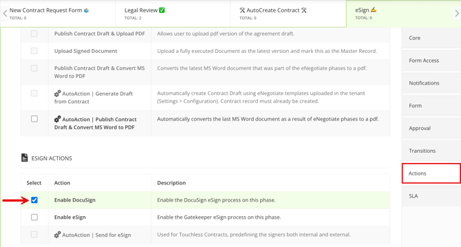enable docusign action