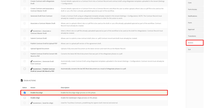 enable docusign on WF