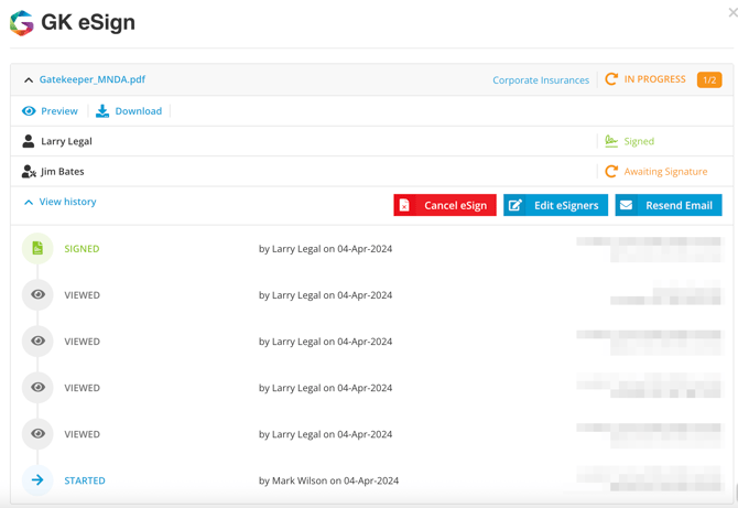 esign awaiting signature