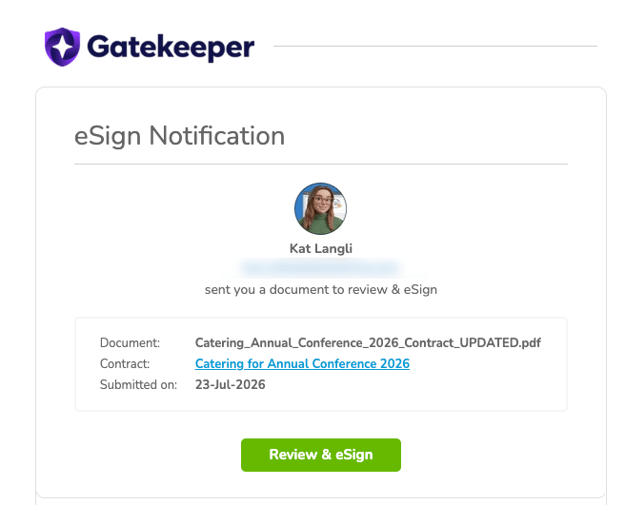 esign notification email