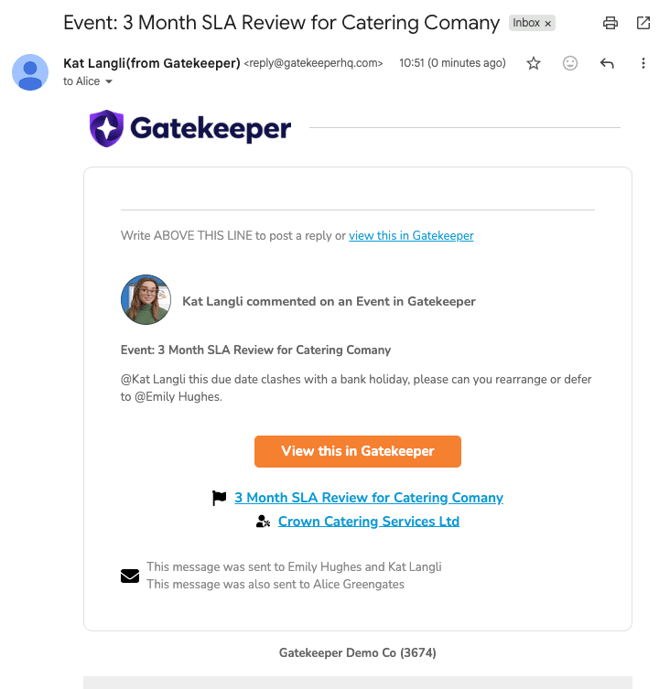 event message