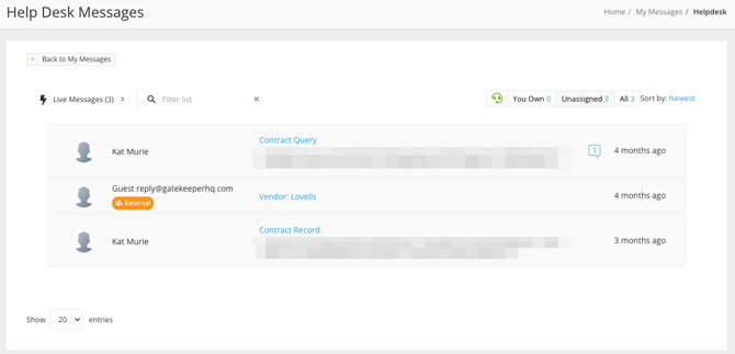 help desk messages