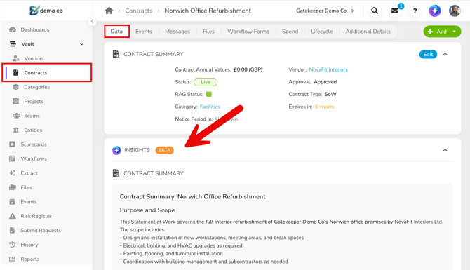insights on data tab