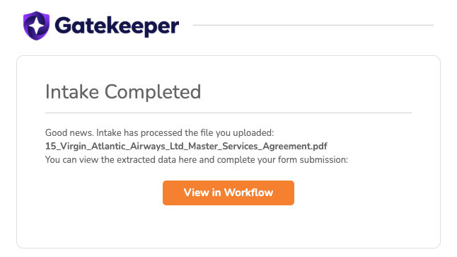 intake complete email