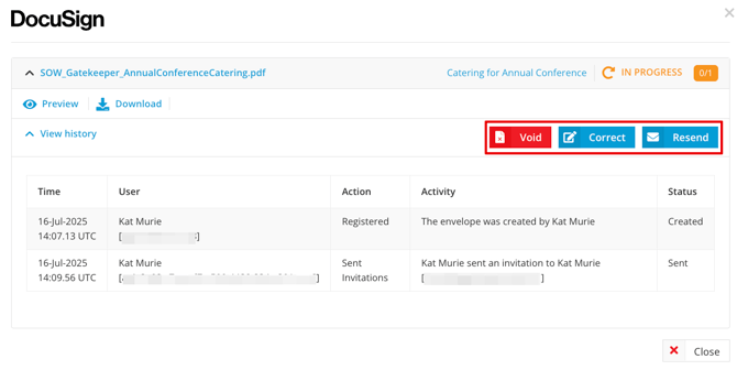 manage envelopes from repo