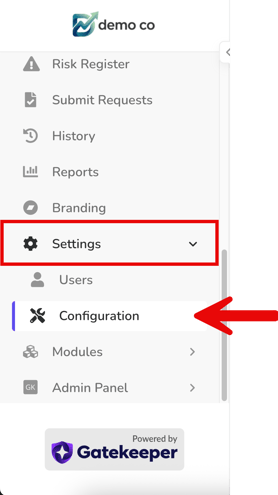 navigate to configuration