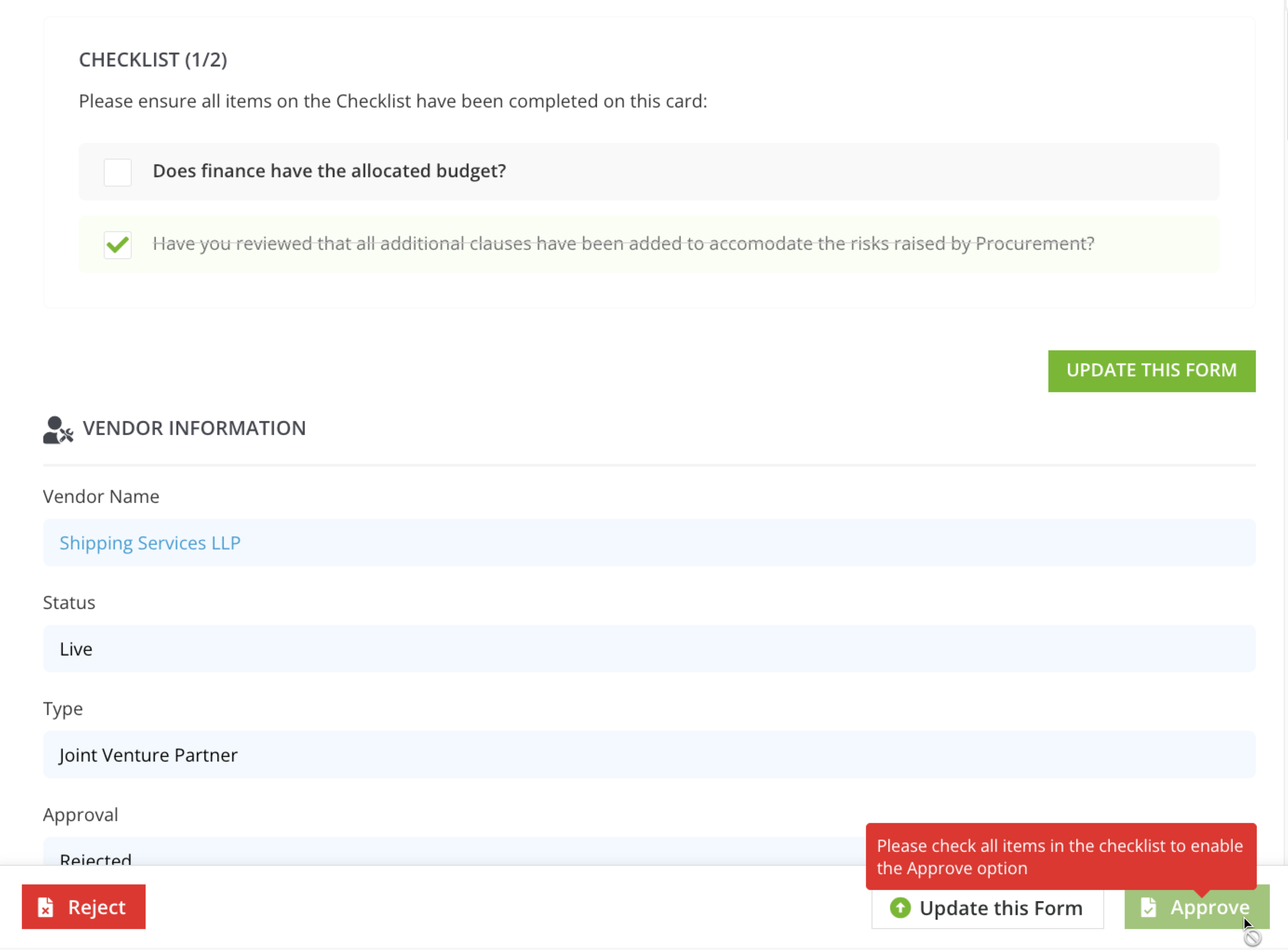 Workflow Checklists