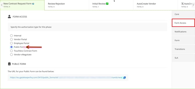 public form config