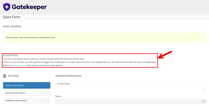 public form log in prompt