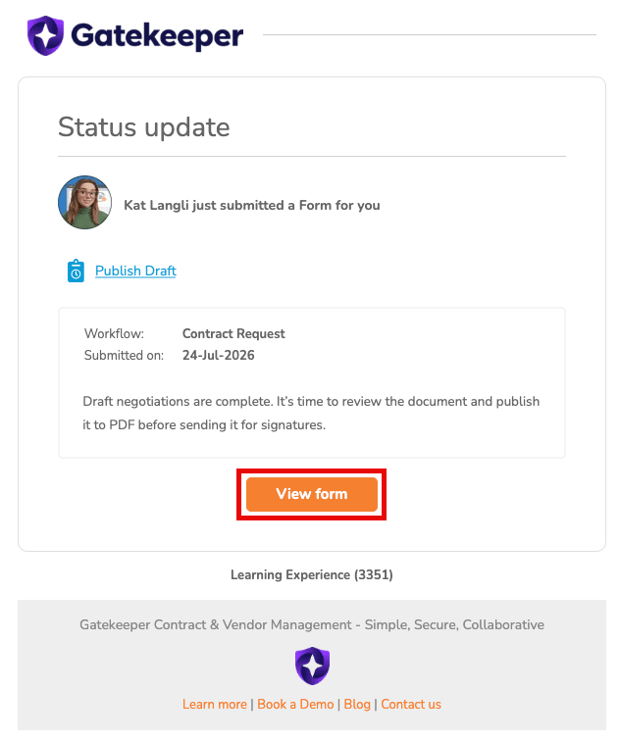 publish draft email notification
