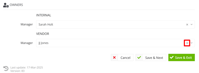 remove vendor owner