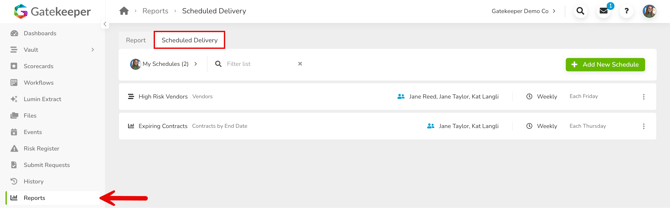 scheduled delivery tab