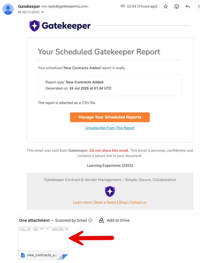 scheduled report email