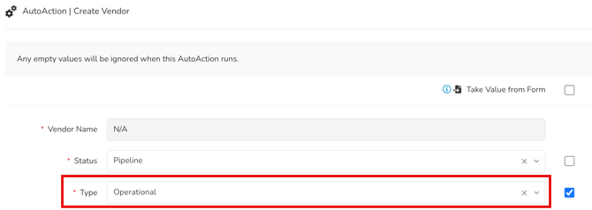 set vendor type on AA