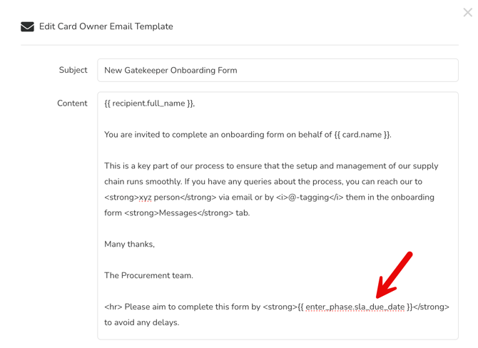 sla in notification template