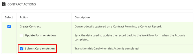 submit card on action