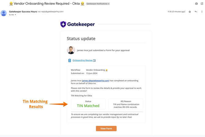 tin matching email