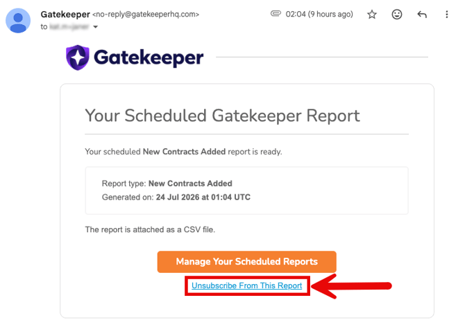 unsubscribe from scheduled report