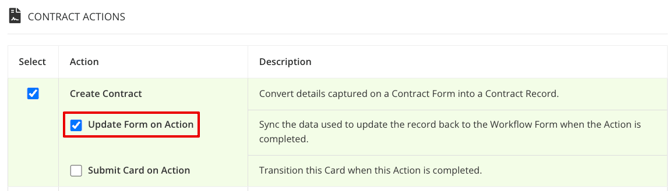 update form on action